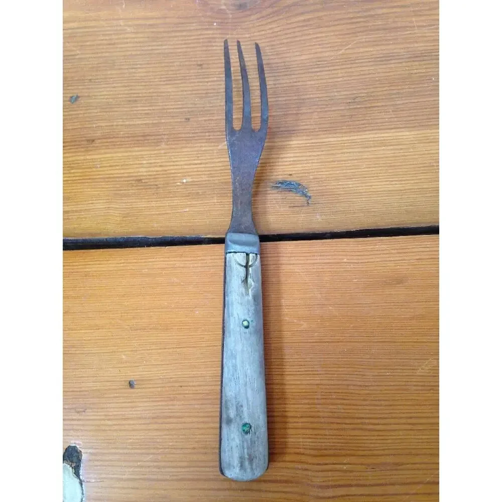 Antique 1800s Civil War Era Steel Tines Wood Handle 3 Prong Fork Virginia Farm